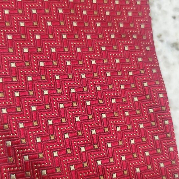Daniel de fasson red geometric silk tie 4x57 - Picture 4 of 4